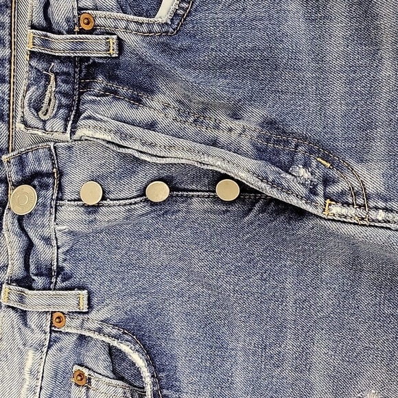 Haikure men's destructed Classic Blue Denim Jeans sz 28 x 28 button fly cotton - Picture 3 of 6